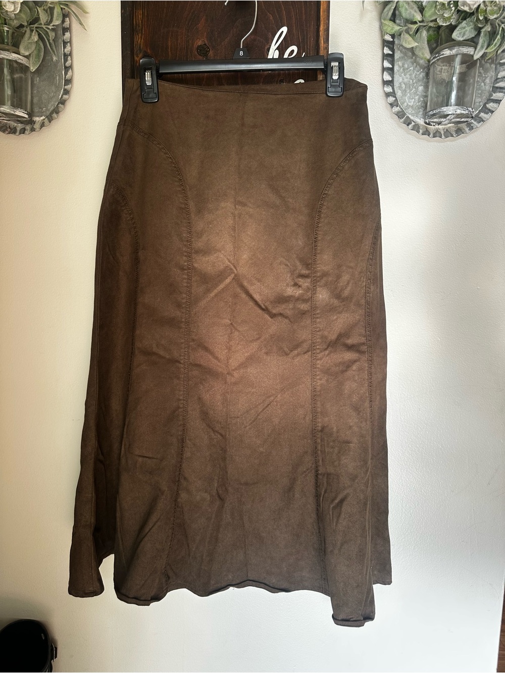 Liz Claiborne Brown faux suede A-Line Skirt